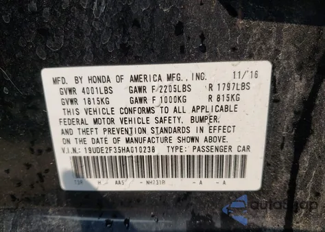 2017 Acura Ilx Acurawatch Plus Package from USA, damaged, VIN 19UDE2F35HA010238